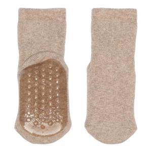 Cotton_Socks_With_Anti_Slip_Light_Brown_Melange_Beige